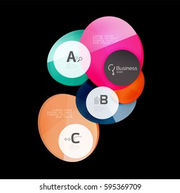 Glass circles on black, vector abstract background