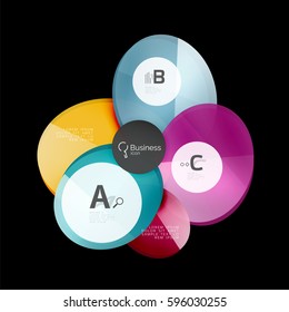 Círculos de vidrio sobre fondo negro, vector abstracto