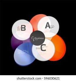 Glass circles on black, vector abstract background