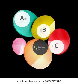 Glass circles on black, vector abstract background