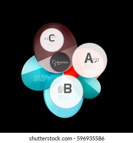 Glass circles on black, vector abstract background