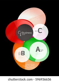 Glass circles on black, vector abstract background