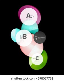 Glass circles on black, vector abstract background