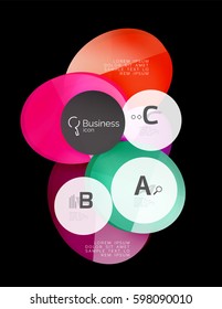 Glass circles on black, vector abstract background