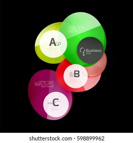 Glass circles on black, vector abstract background