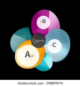 Glass circles on black, vector abstract background