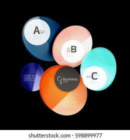 Glass circles on black, vector abstract background