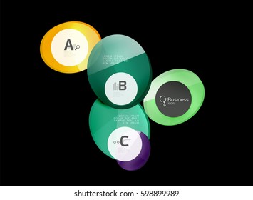 Glass circles on black, vector abstract background