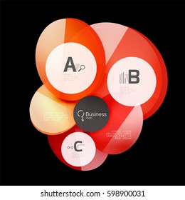 Glass circles on black, vector abstract background