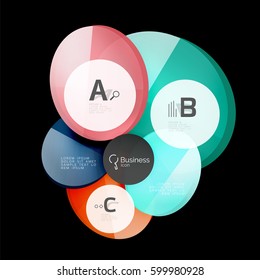 Glass circles on black, vector abstract background