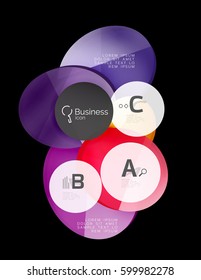 Glass circles on black, vector abstract background