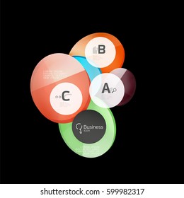 Glass circles on black, vector abstract background