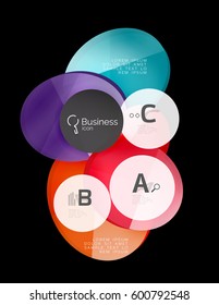 Glass circles on black, vector abstract background