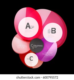 Círculos de vidrio sobre fondo negro, vector abstracto