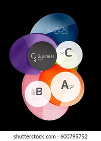 Glass circles on black, vector abstract background