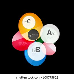 Glass circles on black, vector abstract background