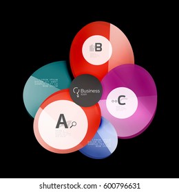 Glass circles on black, vector abstract background