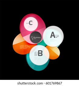 Glass circles on black, vector abstract background