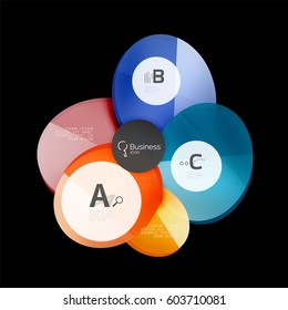 Glass circles on black, vector abstract background