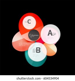 Glass circles on black, vector abstract background