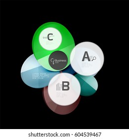 Glass circles on black, vector abstract background