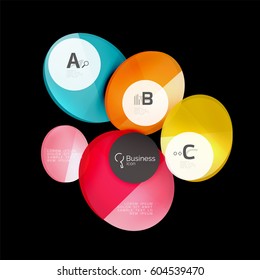 Glass circles on black, vector abstract background