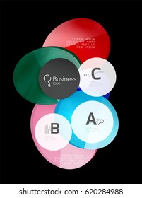 Círculos de vidro em preto, plano de fundo abstrato vetorial