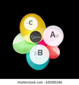 Glass circles on black, vector abstract background