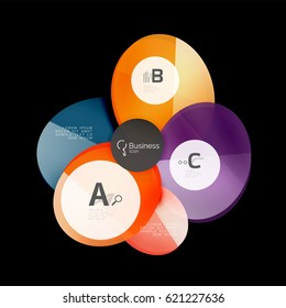 Glass circles on black, vector abstract background