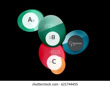 Glass circles on black, vector abstract background
