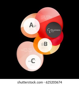 Círculos de vidrio sobre fondo negro, vector abstracto