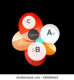 Glass circles on black, vector abstract background