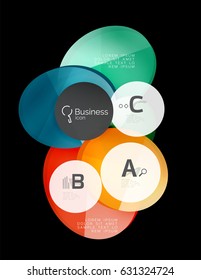 Glass circles on black, vector abstract background