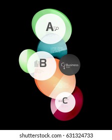 Círculos de vidrio sobre fondo negro, vector abstracto