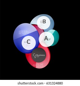 Glass circles on black, vector abstract background