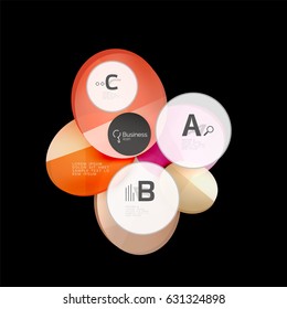 Glass circles on black, vector abstract background