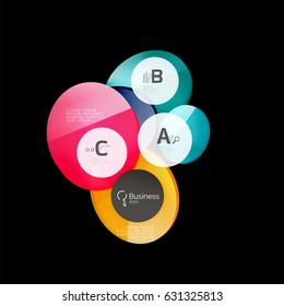 Glass circles on black, vector abstract background