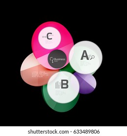 Glass circles on black, vector abstract background
