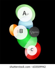 Glass circles on black, vector abstract background