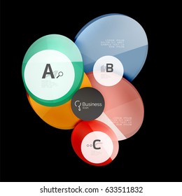 Glass circles on black, vector abstract background