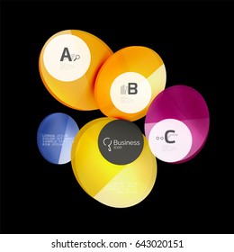 Glass circles on black, vector abstract background