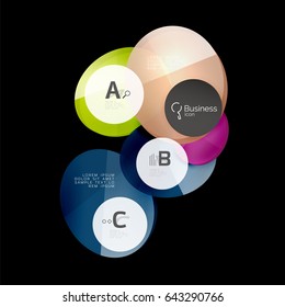 Glass circles on black, vector abstract background