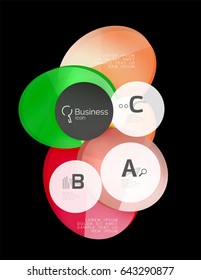 Glass circles on black, vector abstract background