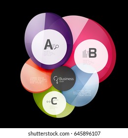 Glass circles on black, vector abstract background