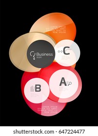 Glass circles on black, vector abstract background