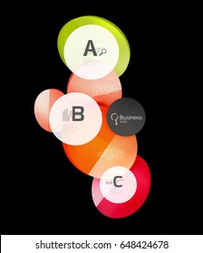 Glass circles on black, vector abstract background