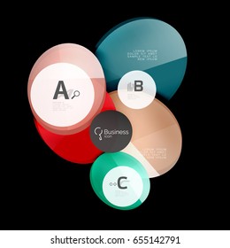 Glass circles on black, vector abstract background