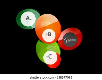 Glass circles on black, vector abstract background