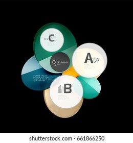 Glass circles on black, vector abstract background