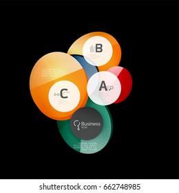 Glass circles on black, vector abstract background